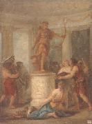 unknow artist Interior of a classical temple,with hunters making an offering to a statue of diana oil painting picture wholesale